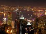 アップにして撮影した香港の夜景
